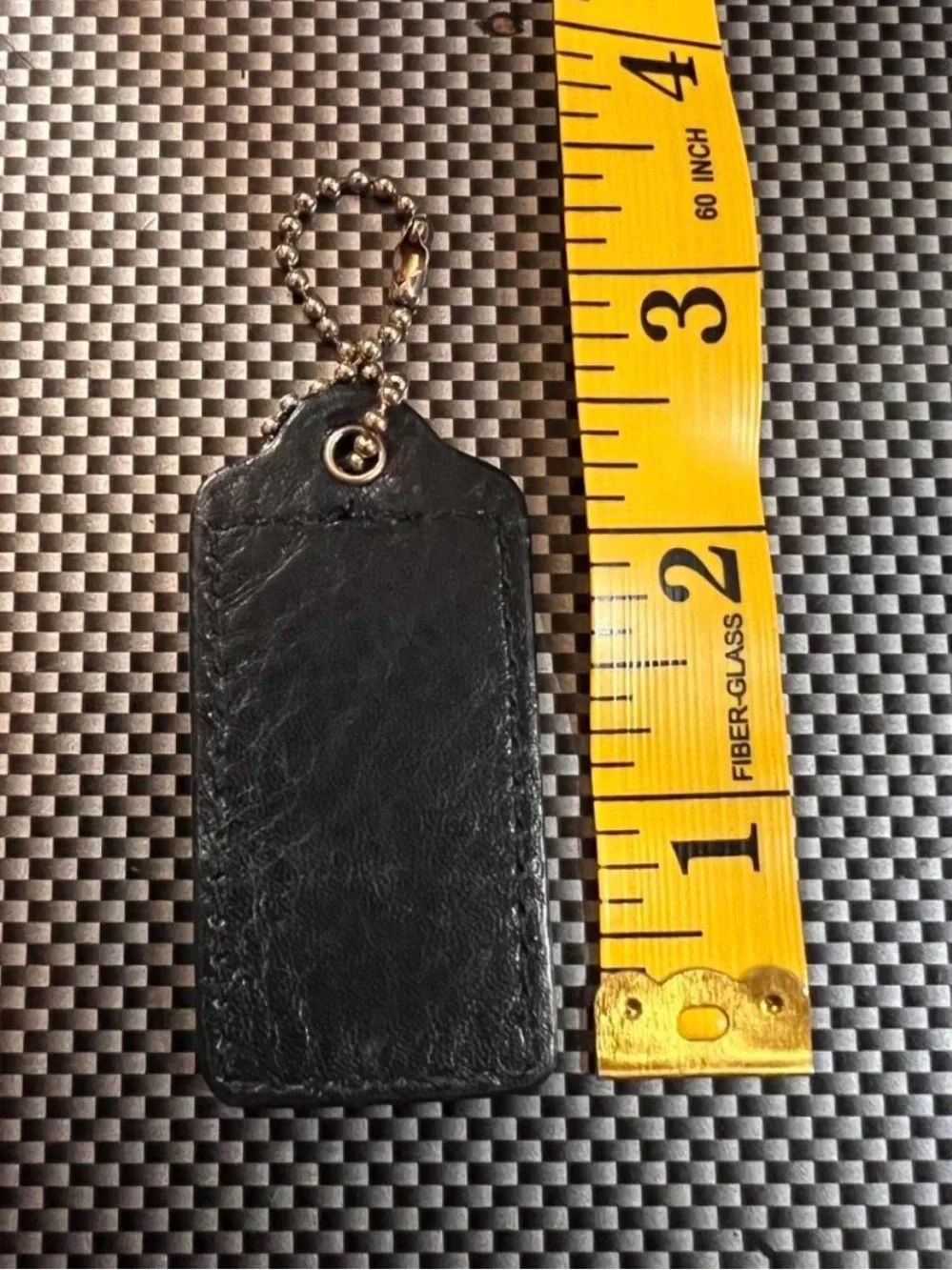 Vintage Coach black patent  leather keychain bag charm hang tag
